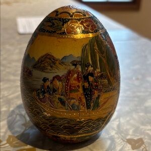Marked:Satsuma Made in China Handcrafted Decorative Egg with Scenic Art.